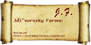 Jávorszky Ferenc névjegykártya