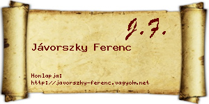 Jávorszky Ferenc névjegykártya