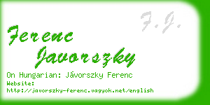 ferenc javorszky business card